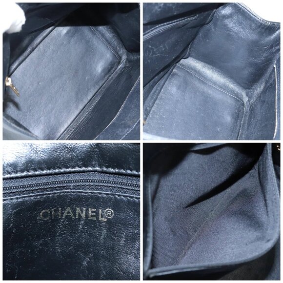 CHANEL Matelasse Chain Hand Bag Grained Calf Skin Black Gold CC Auth PP148 - Picture 15 of 16